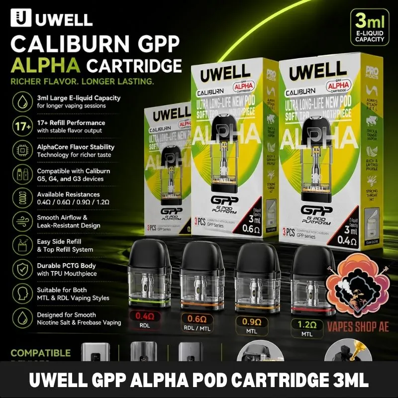 uwell-gpp-alpha-pod-cartridge-3ml-in-uae UWELL GPP ALPHA Pod Cartridge 3ml In UAE - Image 1