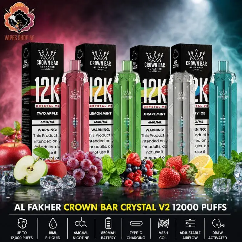 Al Fakher Crown Bar Crystal V2 12000 Puffs 6mg Disposable Vape in Dubai Al-Fakher-Crown-Bar-Crystal-V2-12000-Puffs-6mg-Disposable-Vape-in-Dubai