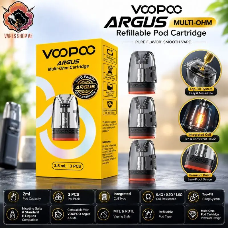 VOOPOO Argus Multi-Ohm Cartridge 3.5ml – Switchable Resistance Pod in UAE VOOPOO-Argus-Multi-Ohm-Cartridge-3.5ml-–-Switchable-Resistance-Pod-in-UAE