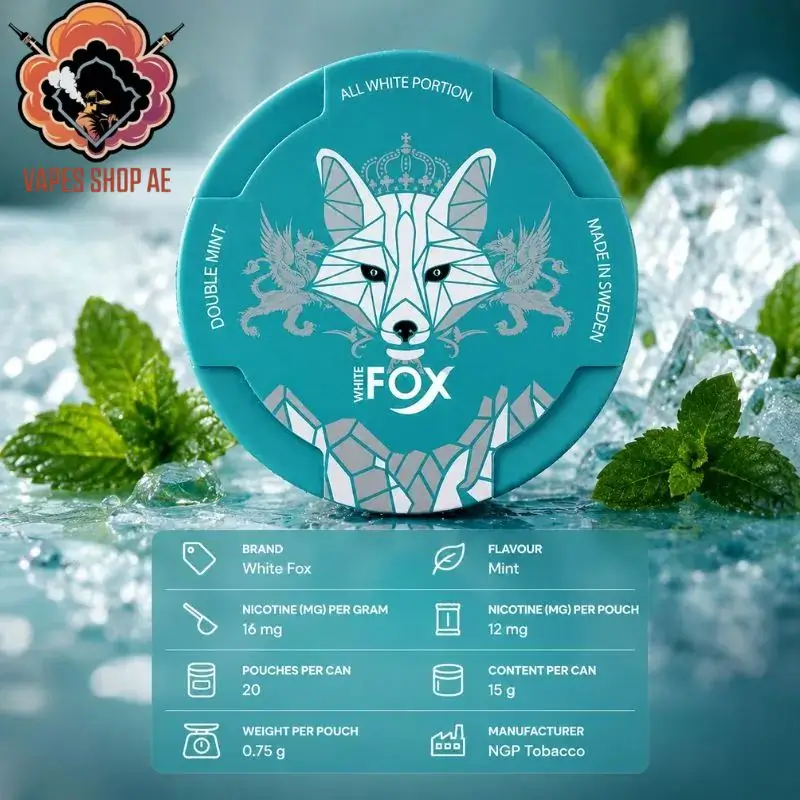 White Fox Double Mint 12mg Nicotine Pouches White-Fox-Double-Mint-12mg-Nicotine-Pouches