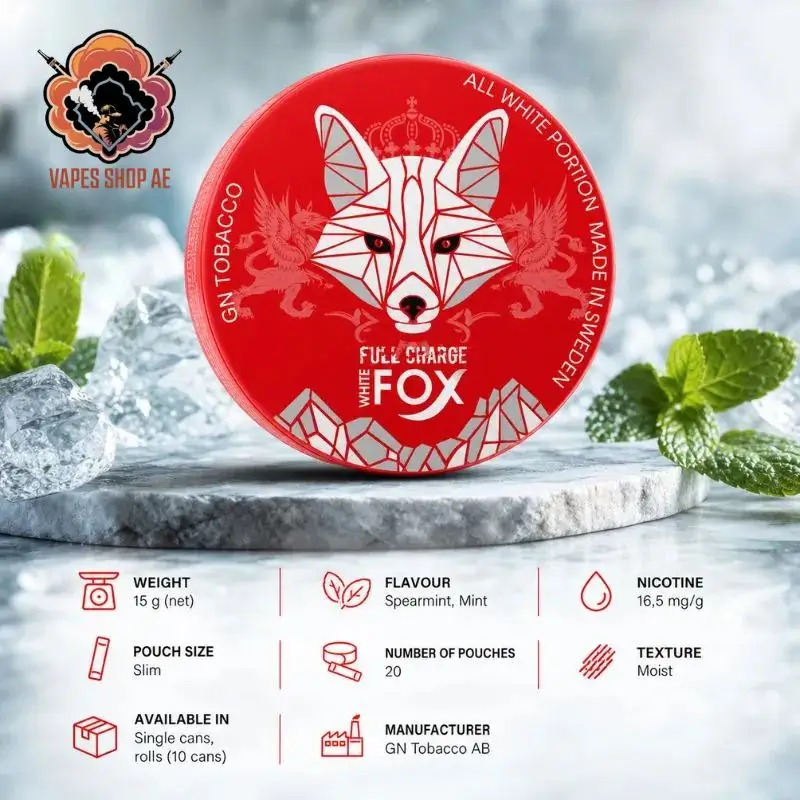 White Fox Full Charge Red Edition Nicotine Pouches White-Fox-Full-Charge-Red-Edition-Nicotine-Pouches