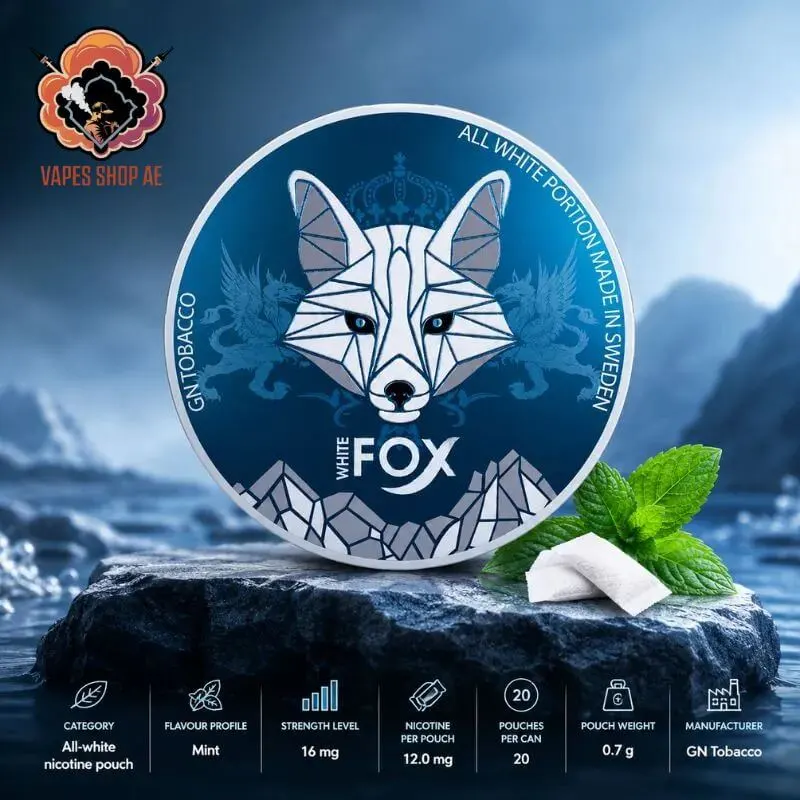 White Fox GN Tobacco Blue 12mg Nicotine Pouches White-Fox-GN-Tobacco-Blue-12mg-Nicotine-Pouches